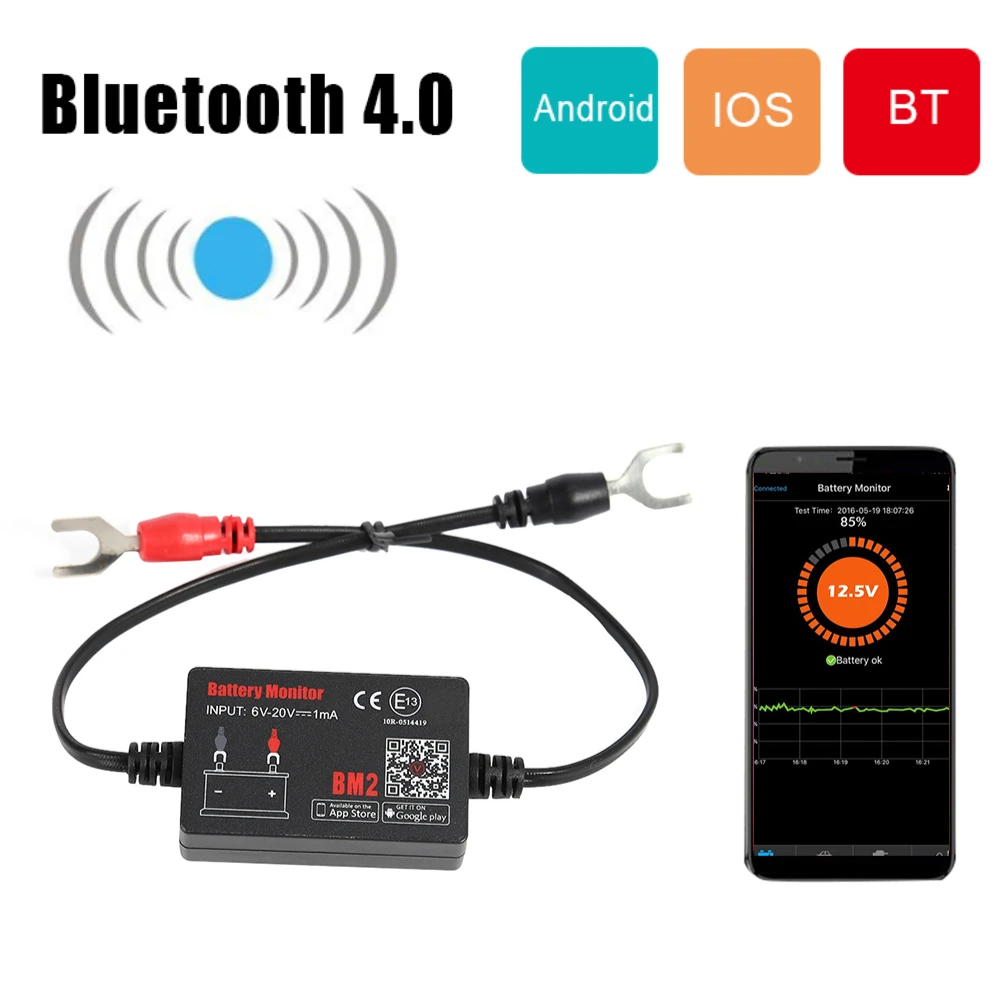 BM2 Battery monitor BT4.0 12V Tester Car Analyzer Monitor Charging Cranking Voltage Test Connect Smartphone APP |