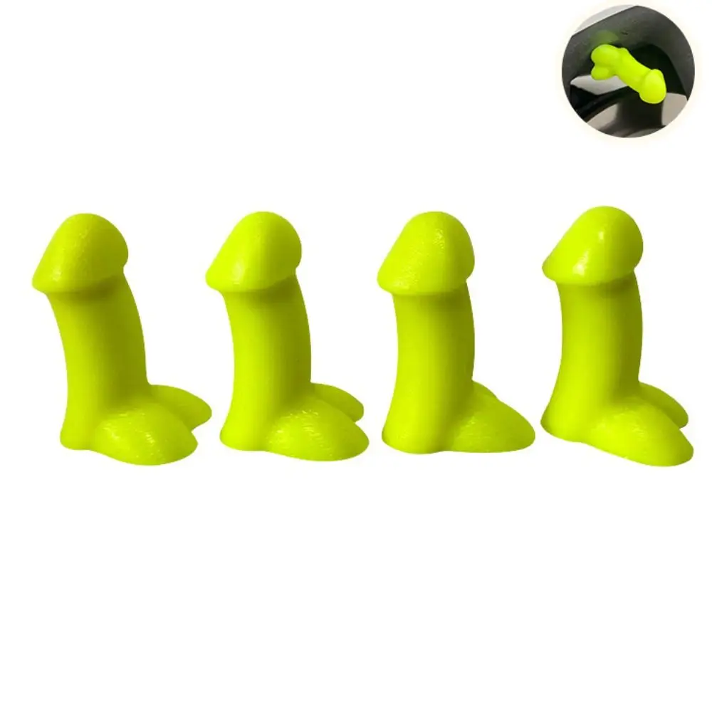 Set of 4 Humorous Novelty Tire Valve Stem Caps - Dust-Proof Prank Accessories