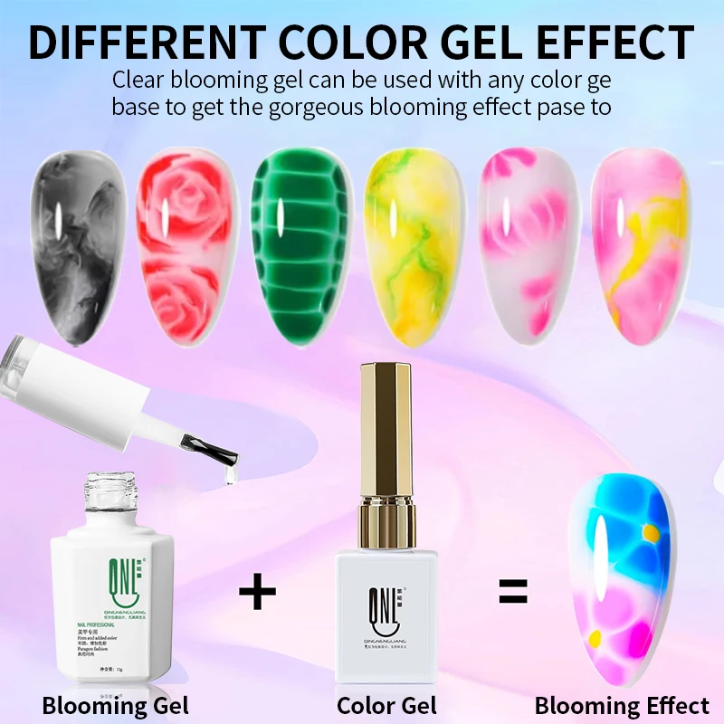 RS NAIL 12ml Clear Blooming Gel Nail Polish UV LED Blossom Soak Off Nail Art Polish DIY Design for Gradient Effect Manicure Gel