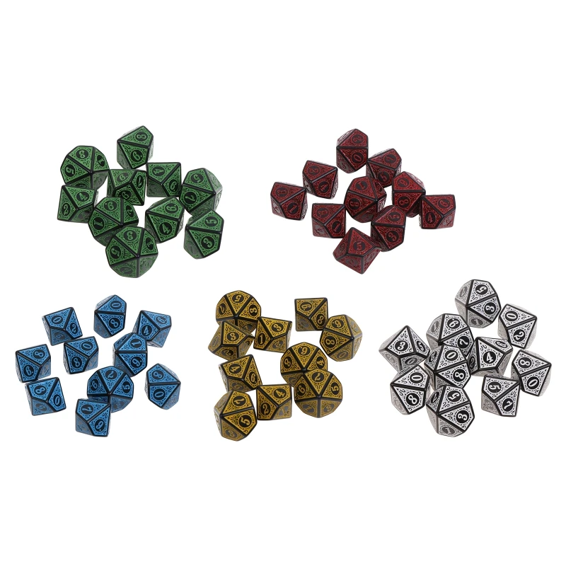 

10Pcs 10-сторонние многогранные акриловые настольные игральные кости D10 Dice для математических игр в кости