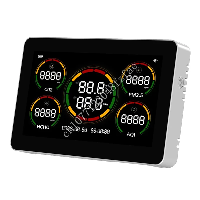 Wifi Connect Tuya App Air Quality Detector Co2 Pm2.5 Hcho Tvoc Gas  With Temp Hum Gas Analyzers