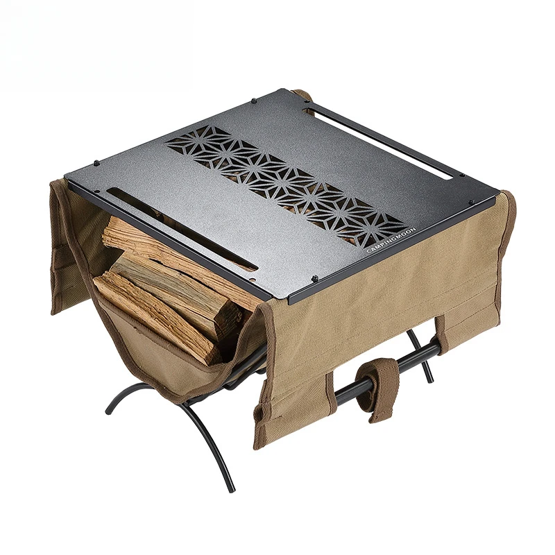 

-285 Series Outdoor Camping Burning Match Fire Rack Portable Thickened Iron Folding Table Carrying Shiba Inu Bag