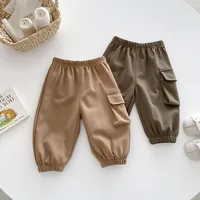 MILANCEL New Autumn Kids Trousers 0-5T Boys Solid Color Casual Harem Pants Children Baby Simplicity Cargo Pants 3