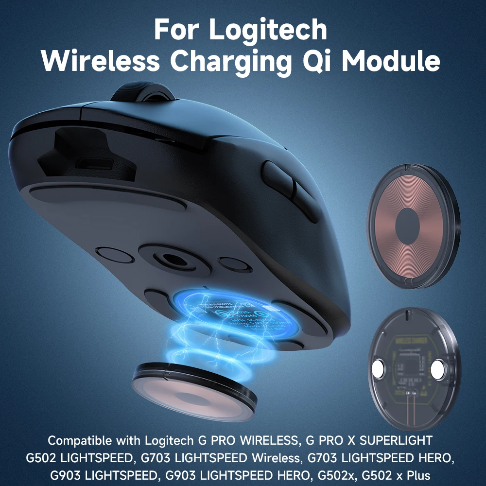 Logitech fare kablosuz şarj için QI modülü baz Logi G502 G703 G903 G Pro X  GPW kablosuz şarj fare aksesuarları - AliExpress