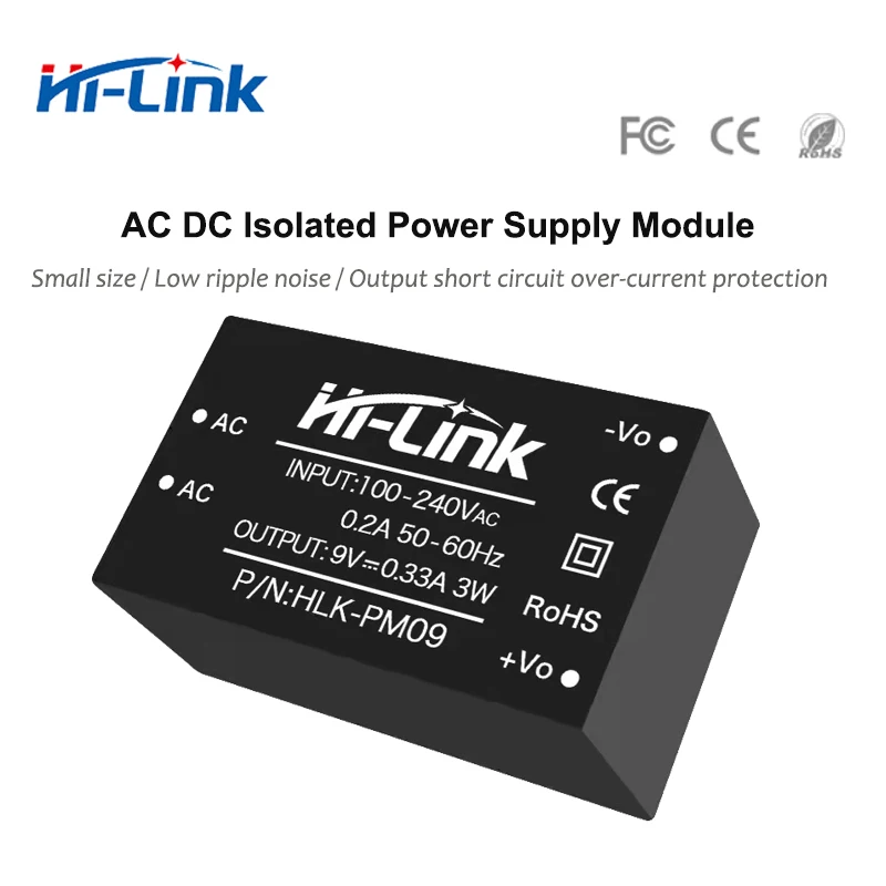 10PCS HLK-PM01 PM03 PM09 PM12 PM15 PM24 AC-DC 전원 모듈 3W 절연형 3.3V/5V/9V/12V/15V/24V 출력 85-265VAC 입력