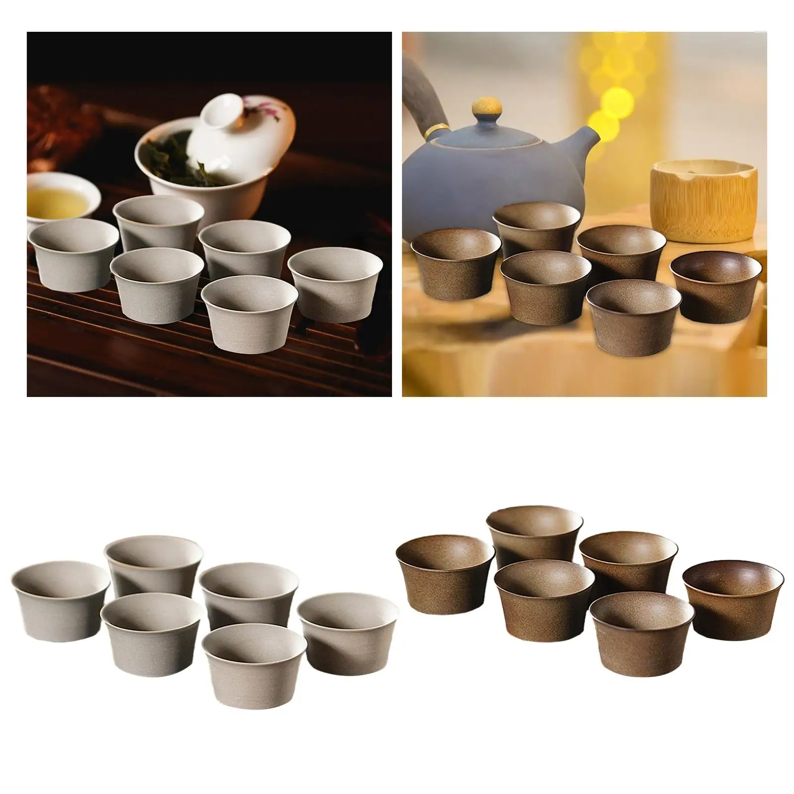 6x Chinese Ceramic Tea Cups 1.7oz Household Afternoon Teacups Mugs for Restaurant Office Coffee Shop Tea Ceremony Party Travel