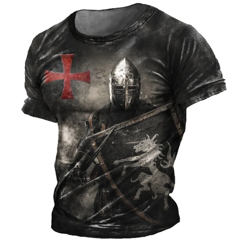 

Crusader Apparel Knights Templar Vintage Printed Men's Sweatshirt Men'S Clothing Men's Top Short Sleeve Polyester Loose Summer