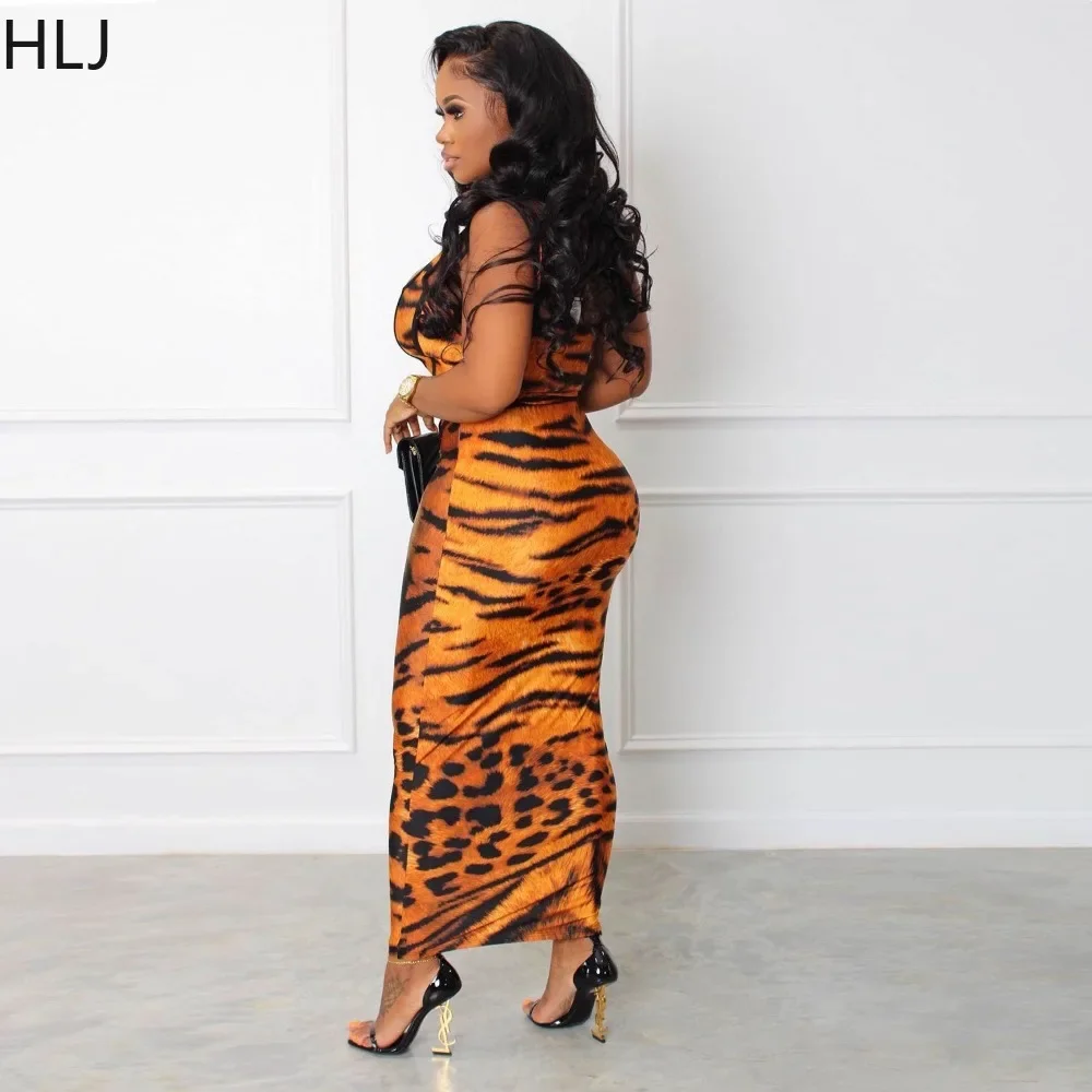 HLJ Sexy Leopard Printing Skinny Skirts Two Piece Sets Women Strap Sleeveless Crop Top And Skirts Outfits Female 2pcs Clothing