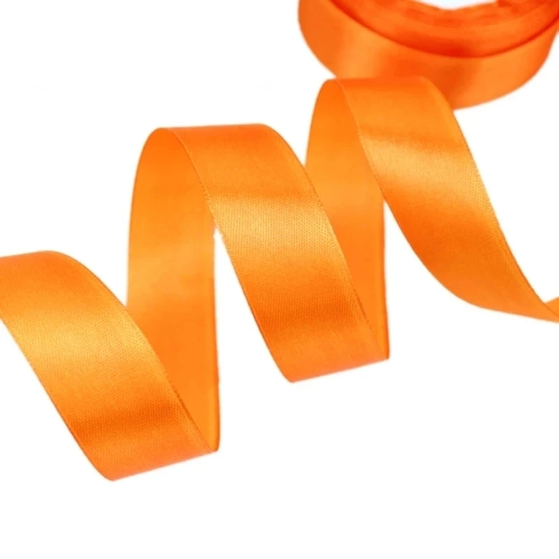 25 Yards/Roll Orange Single Face Satin Ribbon Wholesale Gift Wrapping Christmas Handmade DIY Ribbons