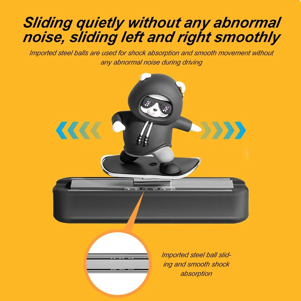 Car Parking Phone Number plate Sliding Skateboard Bear Cute Cartoon Scooter Center Console Ornaments Car Decoration Accessories