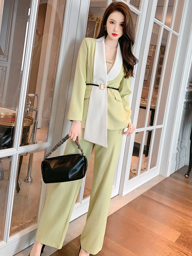 8 Wholesale Women Business Suit Elegant Fashion Tassel 2 Piece Set Sexy  Deep V Long Sleeve Belts Lady Outfit Blazer + Pants 8474 - Pant Suits -  AliExpress