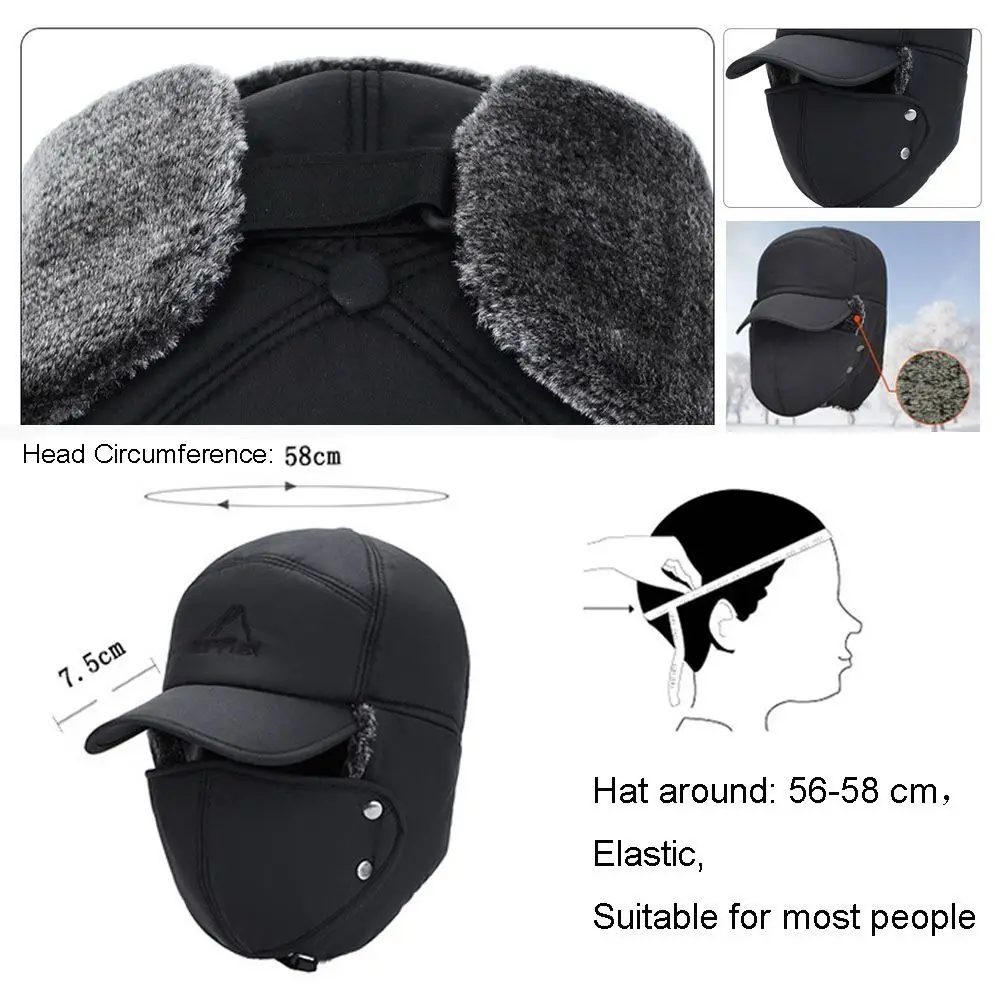 Sports Windproof Winter Hats With Earflap Mask Cotton Thick Balaclava Ear Protection Winter Ski Warm Snow Cap for Men Women