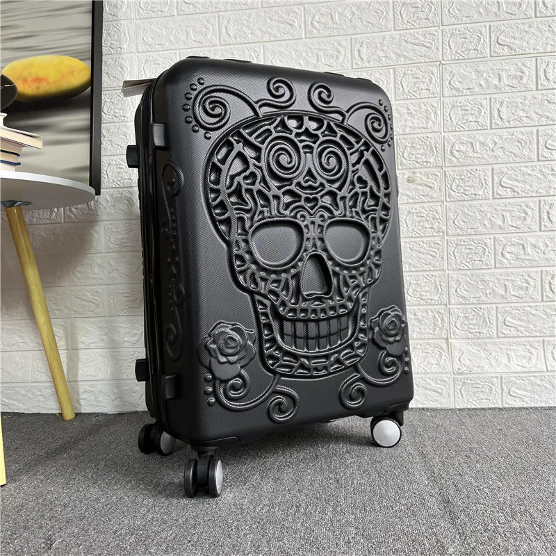 20"24"28" inch Skull Rolling Luggage Spinner Students Password Suitcase Carry on Trolley Suitcase Travel bag rolling luggage trolley,folding luggage trolley