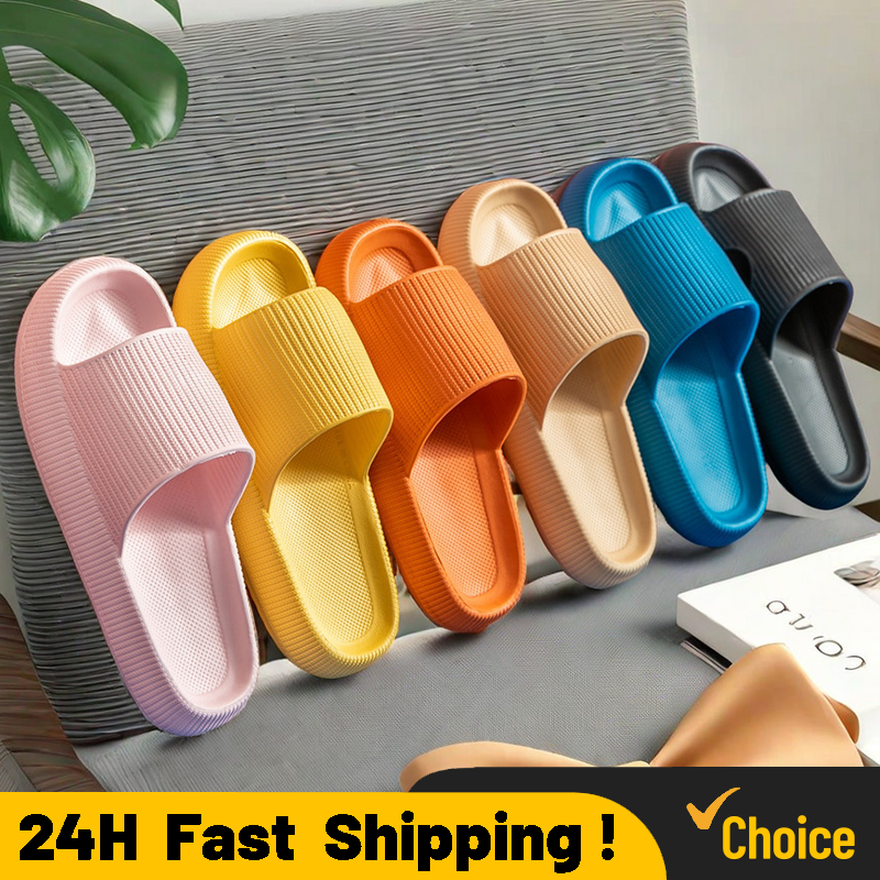  Women Thick Platform Cloud Slippers Summer Beach Eva Soft Sole Slide Sandals Leisure Men Ladies Indoor Bathroom Anti-slip Shoes 