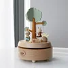 Creative Wooden Music Box Printed Green Small Tree Rabbit Music Box Children's Birthday And Valentine's Day Small Gift Handicrat 1