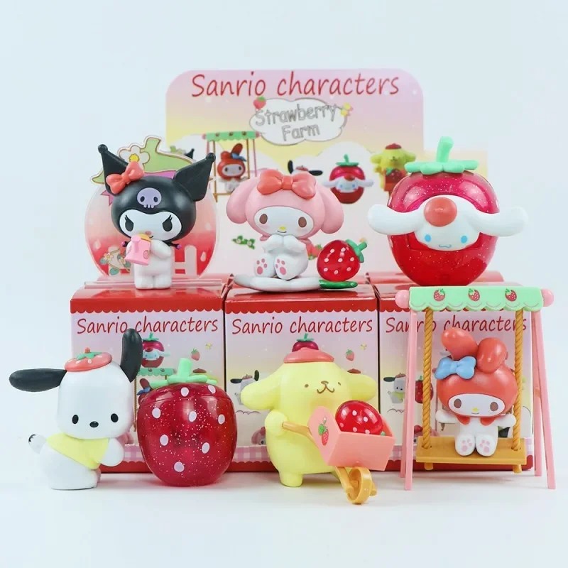 

Sanrio Милая мультяшная модель My Melody серия клубники Estate Kuromi Cinnamoroll Kawaii кукла настольное украшение милые игрушки подарок