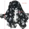 Summer Beach Long Shawl Fahion Skull Print Chiffon Silk Scarf Mulim Hijab For Man Women Soft Thin 50*150cm 4