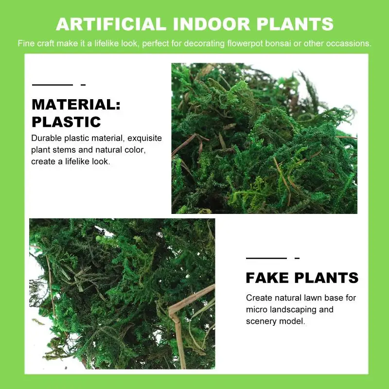 Description Picture 5 of itemArtificial Moss Lichen Simulation Fake Green Plants for Patio Decoration (20g/Small Pack) Grass roll Moos