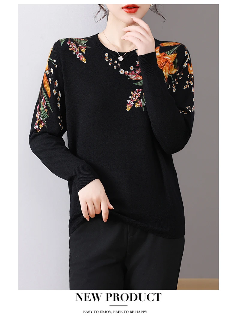 Sd4141c81661949d2aadb2c5fe24ae910g Printing Women's Sweaters Spring Autumn Korean Fashion Pullovers Long Sleeve Top Blusas Femme Soft O Neck Knitted Slim Sweater Mallzona