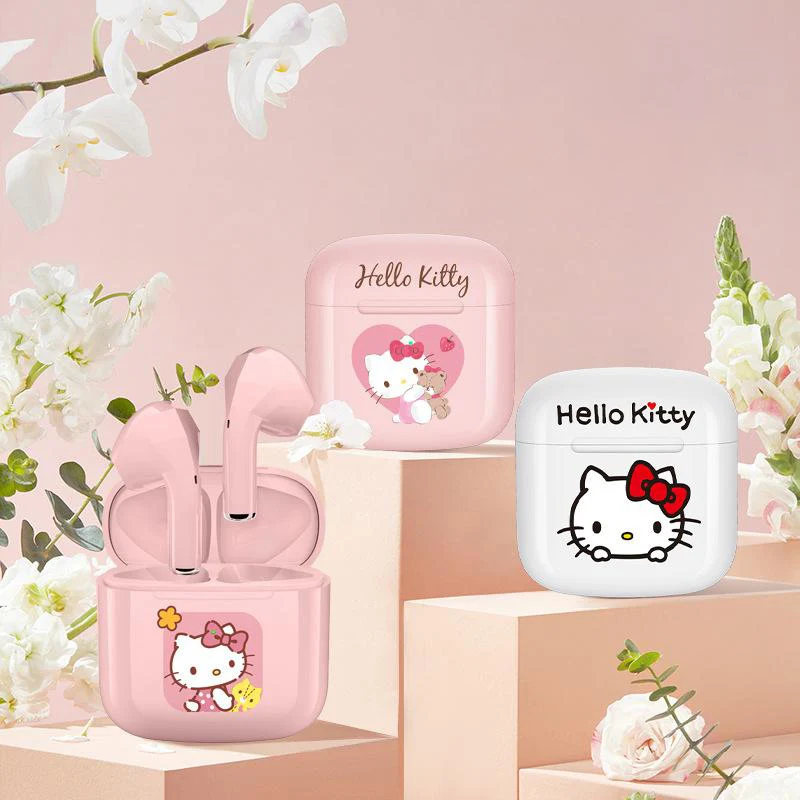 

Sanrio Kawaii Kitty Kuromi My Melody Cinnamoroll Cartoon Square Wireless Bluetooth Charging Sports Semi-In-Ear Headphones 5.0Tws