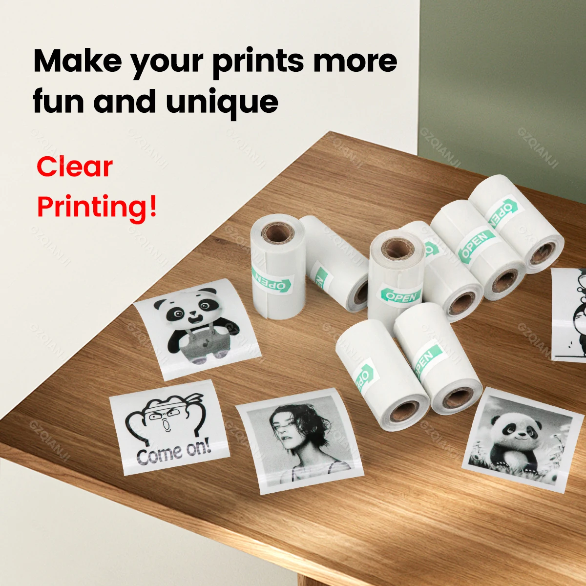 Universal 57x30mm Thermal Paper for Mini 58mm 2inch Inkless Wireless Bluetooth Thermal Printer Receipt Photo Transparent Sticker