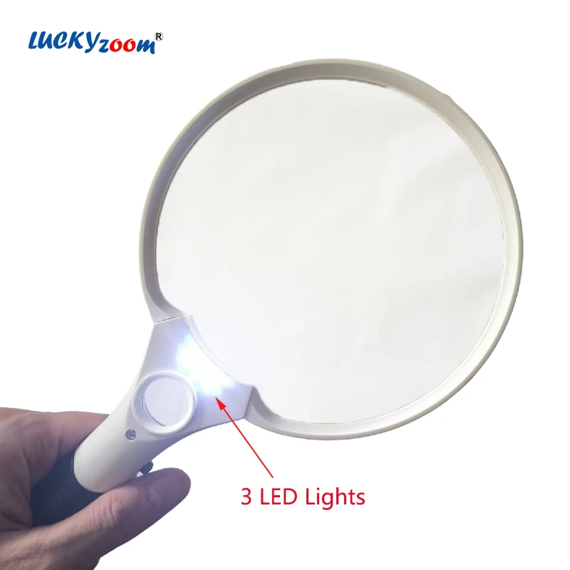 Extra Large Lens Handheld Magnifier Illuminated Magnifying Glass with 10  pieces / 12 pieces LED Light Reading Magnifying Glass