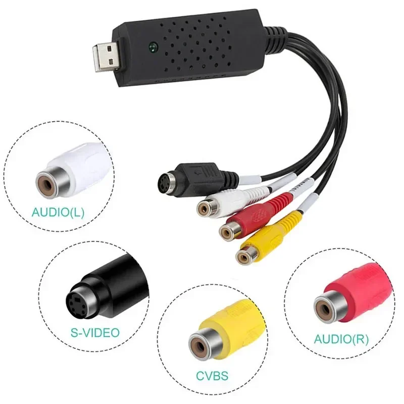 

USB 2.0 RCA Composite S-video CVBS Audio Video Capture Card for DVD VHS Player Camera TV Box Record To PC for Windows Win7 Win10