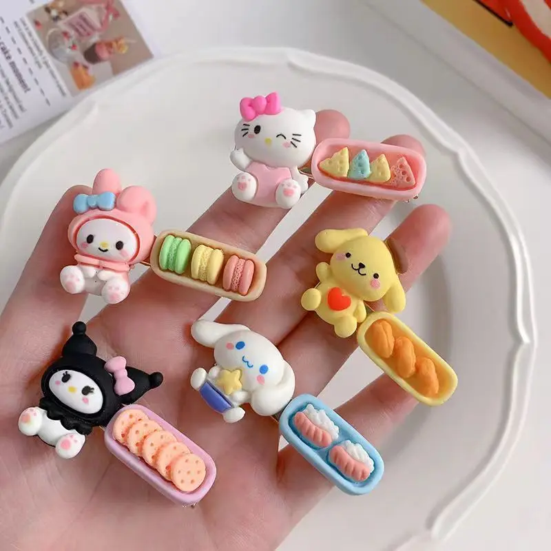 

Kawaii Sanrio Hair Clip Lovely My Melody Cinnamoroll Cream Gum Food Series Sweet Cartoon Hair Accessories Creative Girl Gift