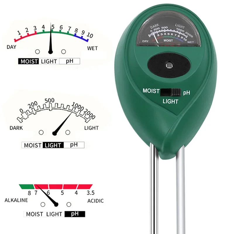 

3 in 1 Soil PH Meter Sunlight PH Tester Garden Flowers Soil Moisture Sensor Meter Plants Acidity Humidity PH Monitor Detector