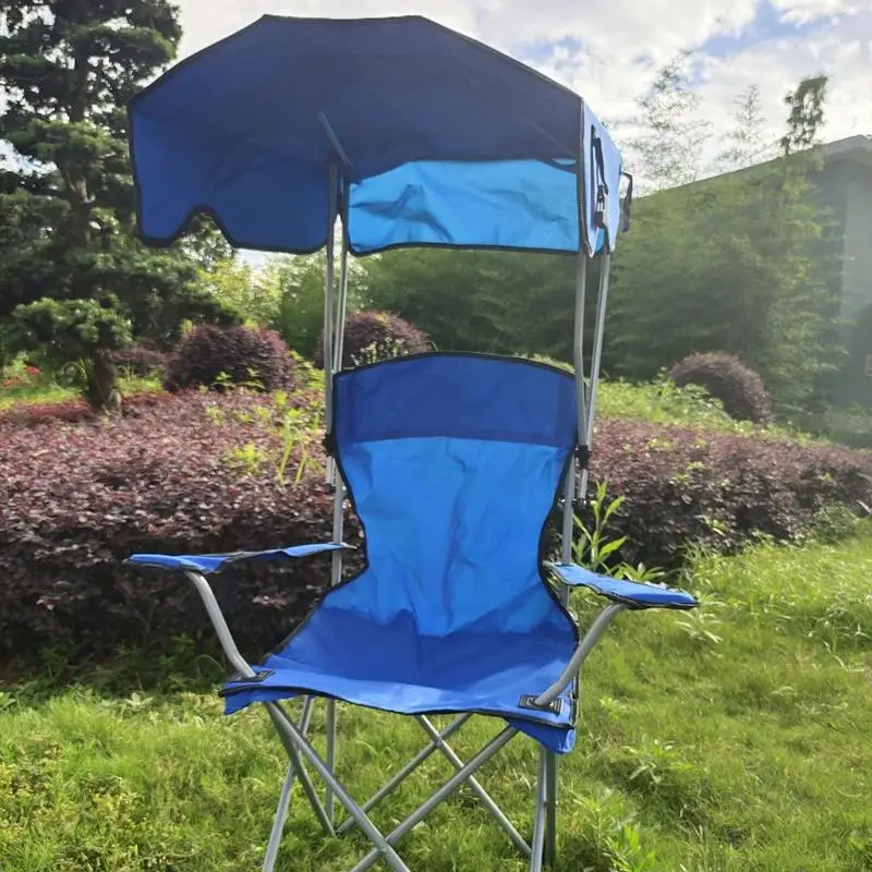Folding Camping Chair Beach Chair Folding Camping Leisure with Canopy Shade for Outdoor Fishing Festival Lawn Picnic