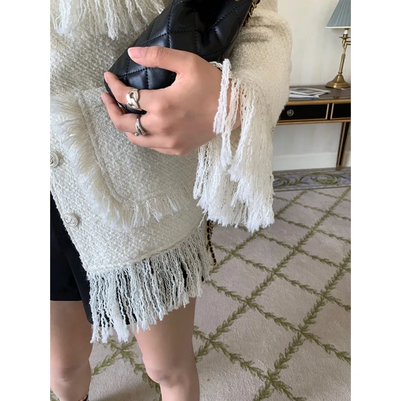 2023 New Fashion Single Breasted Solid Tassel Jacket Casual Women Jacket Women Spring Autumn Stylish Bomber Baseball Coat