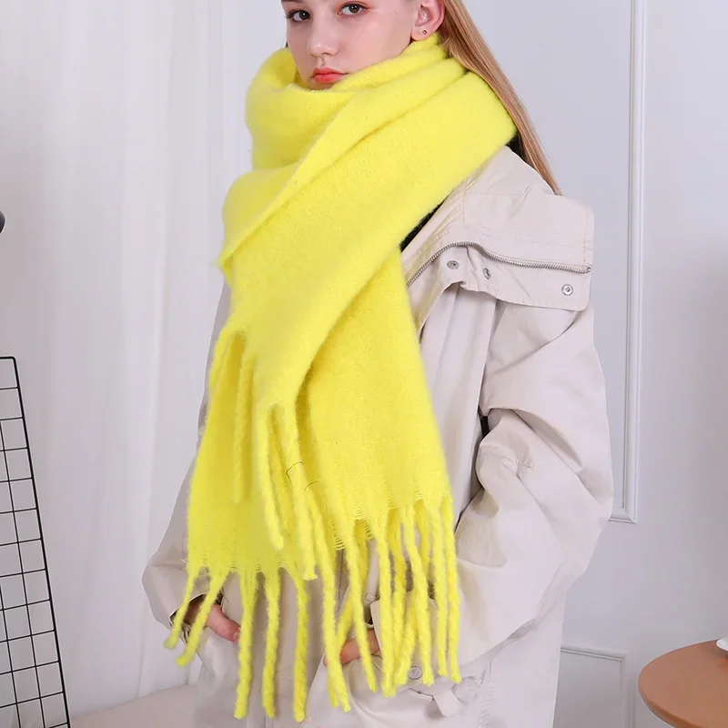 New Women Thick Wraps Scarf Winter Warm Fashion Solid Color Pashmina Scarves Long Tassel Hijab Stola Bufanda Mujer_voghion.com