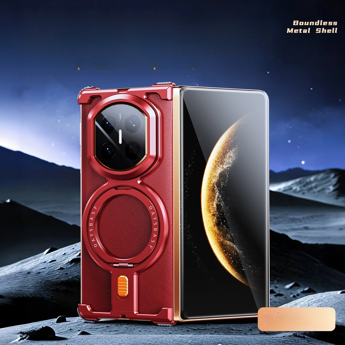 Premium Aluminum Alloy Frameless Phone Case with 360° Rotating Magnetic Kickstand