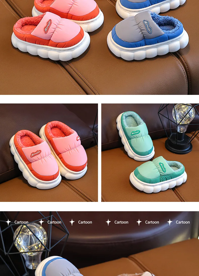 Children Winter Slippers - Waterproof Kids Cotton Slippers | Warm Woolen Home Shoes