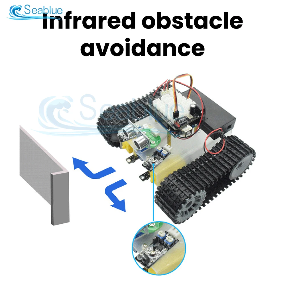 Robot Cingolato con Evitamento Ostacoli e Tracciamento, Modulo Ultrasonico, Kit di Apprendimento Wireless Bluetooth per Arduino UNO R3 - immagine 5