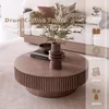 Round Coffee Table with Storage,Modern Wooden Coffee Tables with Solid Wood Veneered,Circle Center Tables Accent Tea Table 5