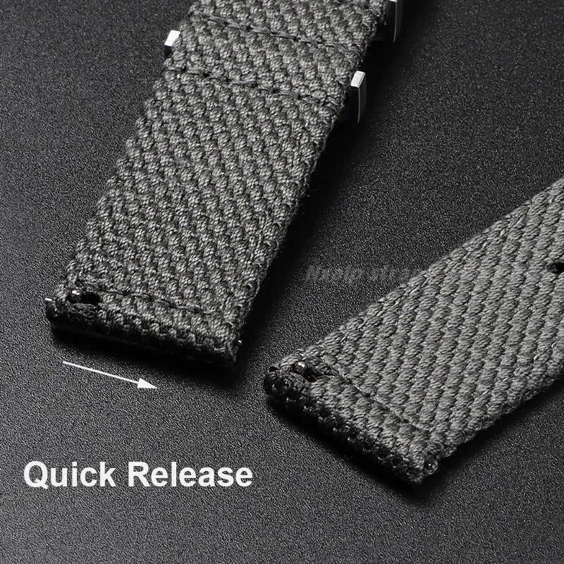Men's Military Sports Nylon Cotton Watch Strap with Quick Release - Braid Bracelet Design