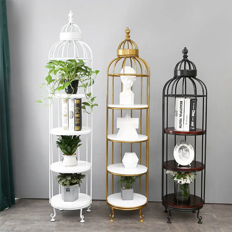 

Bird Cage Storage Rack, Nordic Light Luxury Iron Flower Rack, Indoor Multi-Layer Flower Pot Rack, Living Room Floor To Floor Cor