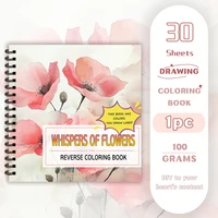 1pc, Floral Reverse Colouring Book, 30 sheets of 100gsm, Relaxing & Creative Lines ‘All You Need Is A Pen Book’ Birthday Gift 1