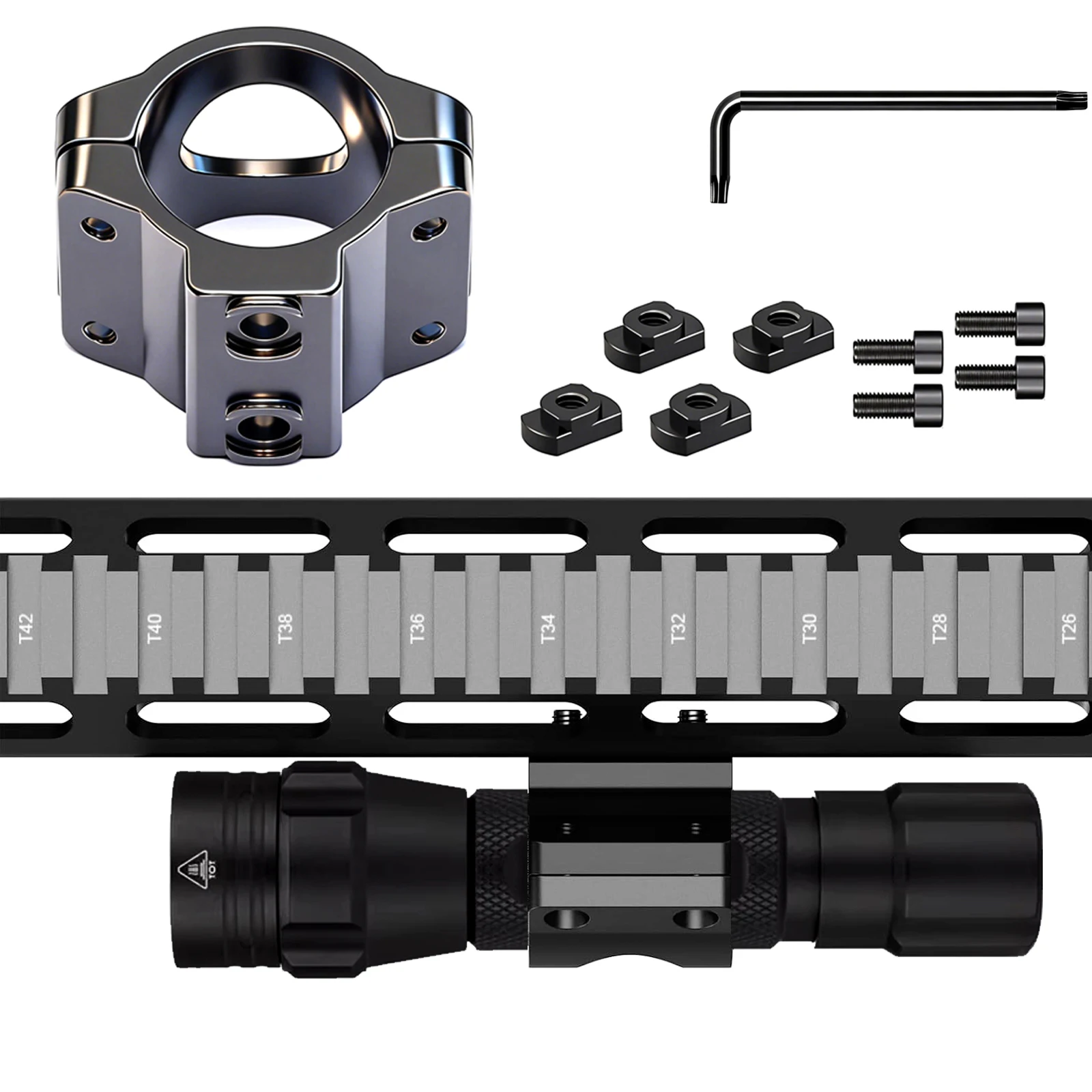 Scope Optics Flashlight Laser Mount 25.4mm 1 inch Clamping Holder For Hunting Mlok Rail Systems scope mount