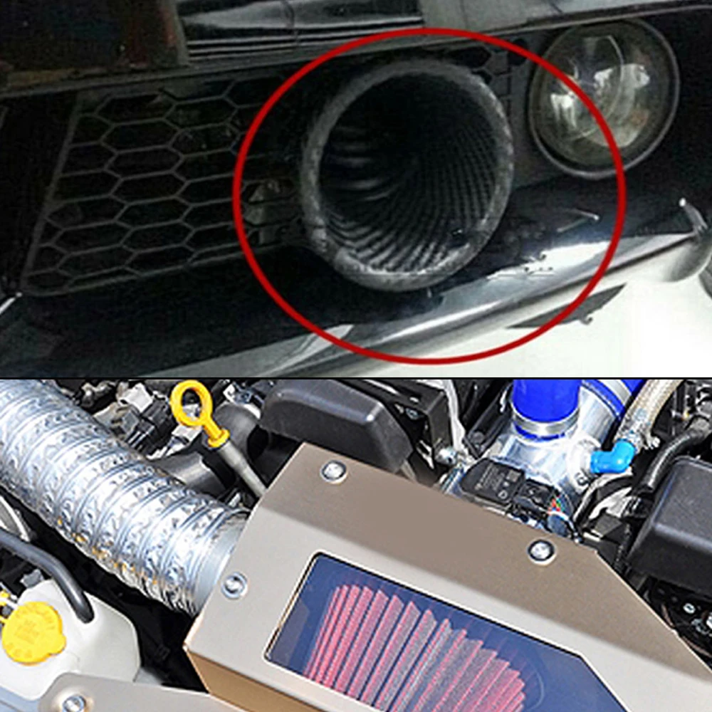 ABS Carbon Fiber Texture Universal Car Front Bumper Turbo Air Intake Pipe Funnel Kit Inlet Cold System Modification Accessories air intake kit