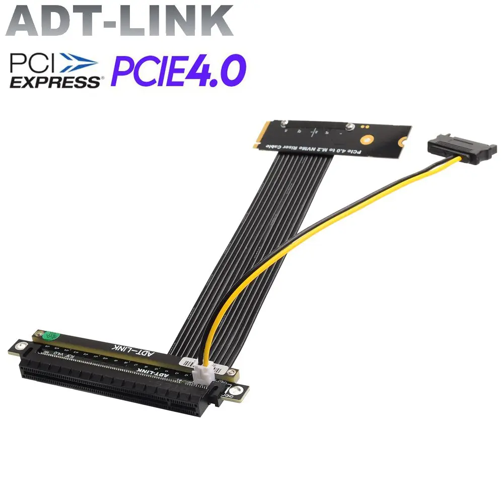 Adaptador M.2 Nvme Ssd para Pci Express Extender Jumper para Placas Gráficas Gpu Girar 90 Ângulo Pci-e 16x 4.0x16 Cabo - Imagem 5
