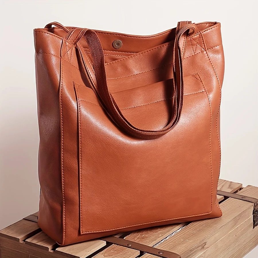 Freizeit-Einkaufstasche mit großer Kapazität, Handtasche aus weichem Leder für Damen, Umhängetasche für Damen, Retro-Einkaufstasche aus Öl wachs leder – Detail 20