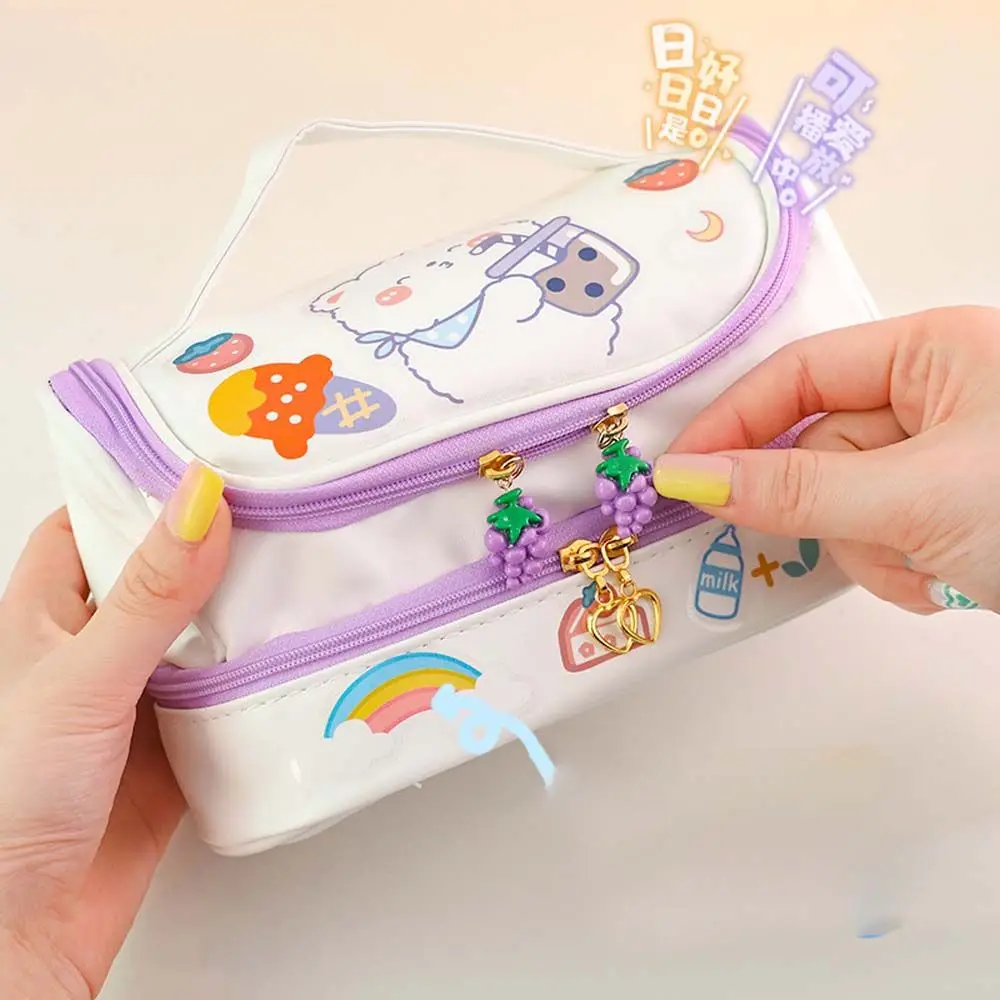 학생용 귀여운 PVC 필통, 대용량 방수 연필 가방, 한국 문구류, 학용품