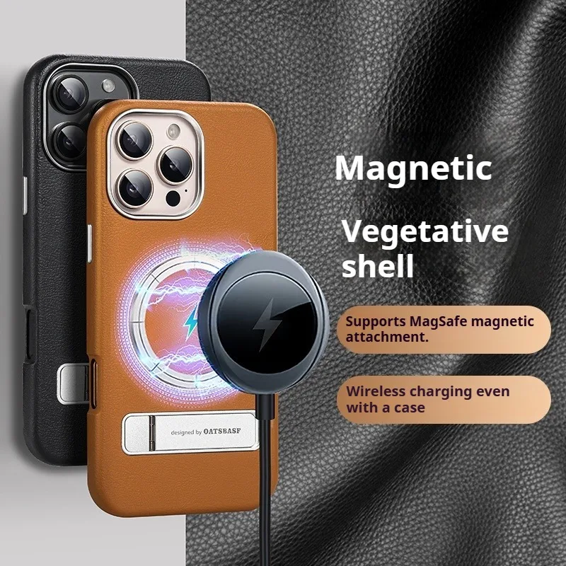 Eary Phone Case for iPhone 16 Pro Max for Magsafe Wireless Charging Metal 3 Adjustable Stand Shockproof Protective 16 Pro Cover