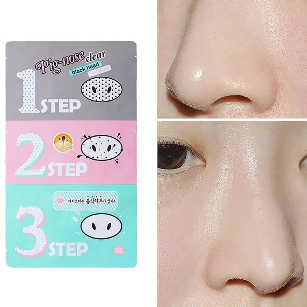 New Fashion 3 Step Kit Black Facial Skin Care Head Massage Clean Blackheads Remove Beautician Holika Pig Nose Acne Mask Stickers