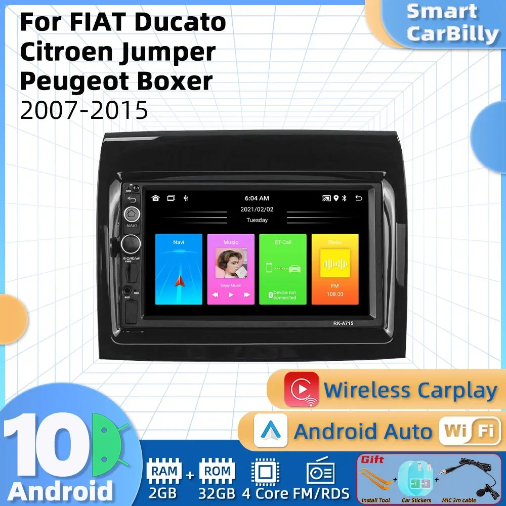 Autoradio Stereo 2 Din Android Per Fiat Ducato Citroen Jumper Peugeot Boxer 2007-2015 Autoradio Carplay Schermo Multimediale Auto