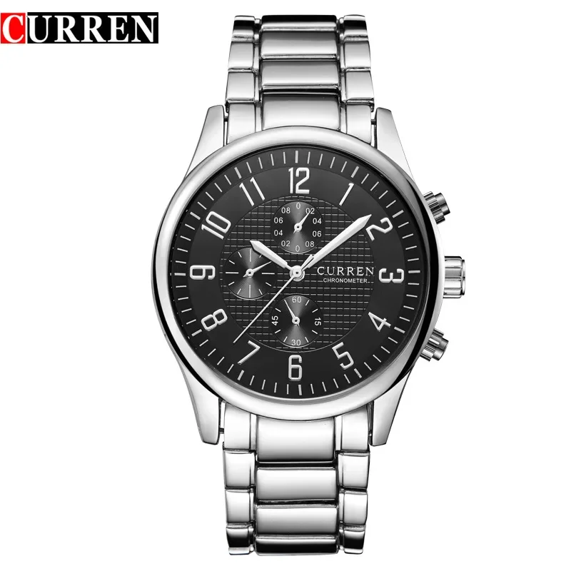 ساعة CURREN 8046 للرجال كوارتز مقاومة للماء بسوار فولاذي للأعمال للرجال 2