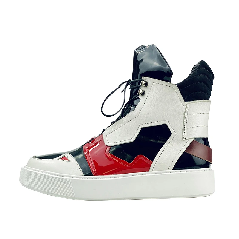 

Men's Sports Boots Cowhide High Top Fashion Trend Long Tongue Shoes Men English Leather Boots Ultra Light Soles Motorcycle Boots