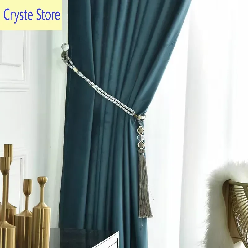 

Luxurious Nordic Modern Simple Chinese Style Thickened Velvet Dutch Velvet Curtains for Living Dining Room Bedroom Window Home